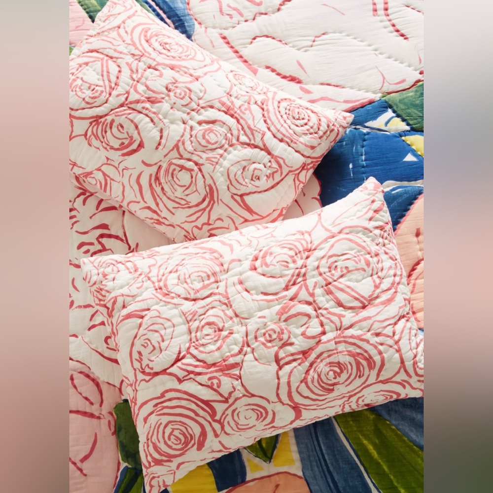 Bridget Thornton Paint and Petals for Anthropologie Roses King Shams